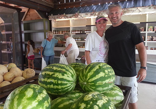 Shaw Farms near Cincinnati, Ohio grows plump and juicy watermelon.